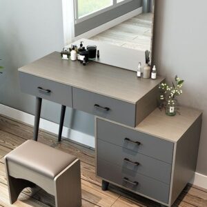 Modern vanity table with integrated mirror and sleek design