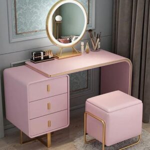 Modern dressing table with mirror and storage drawers