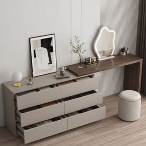 Chic dressing table set with matching stool"